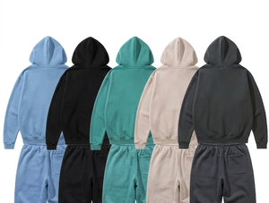 Conjunto Deportivo Unisex con Capucha, Sudadera de Color Sólido, Pantalones Jogger de Algodón, Corte Holgado Informal, Largo Completo, Ropa de Otoño - Product Image 4