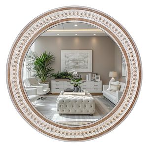Luxury Wooden Circle Bathroom <b>Wall</b> <b>Mirror</b> <b>Round</b> Vanity <b>Mirror</b> for Over Sink Decorative Rustic Farmhouse <b>Mirror</b> for Entryway - Product Image 1