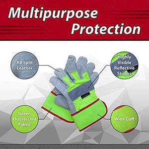 Gants de travail en cuir de vache fendu pour homme, accessoires de sécurité personnalisés, en cuir de vache, personnalisés - Product Image 5