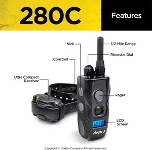 Collier de dressage pour chien Dogtra 280C étanche avec télécommande, contrôle précis à 127 niveaux et écran LCD - Product Image 2