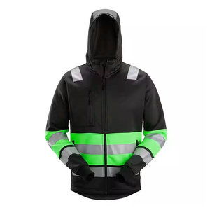Veste réfléchissante unisexe haute visibilité noire et violette, vêtements de travail de sécurité avec capuche - Product Image 5
