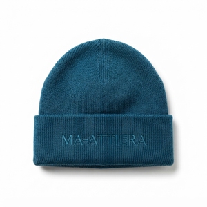 Gorro de Punto Acanalado Azul Turquesa Personalizado con Puño, Gorro Cálido de Invierno con Logotipo Personalizado - Product Image 1