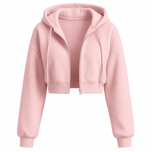 <b>Cropped</b> <b>Hoodie</b> <b>Women</b> Custom Embroidery Cotton Blend OEM ODM Factory Wholesale Apparel Manufacturer Exporter <b>Women</b> Crop Pullover - Product Image 4