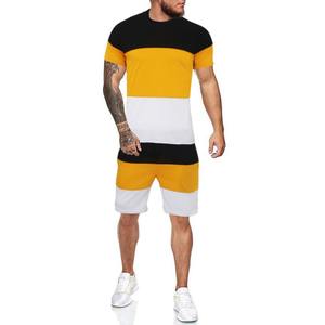 Ensemble T-shirt côtelé à col ras du cou et short unisexe personnalisé avec logo, style vintage délavé, haute qualité, vente en gros - Product Image 1