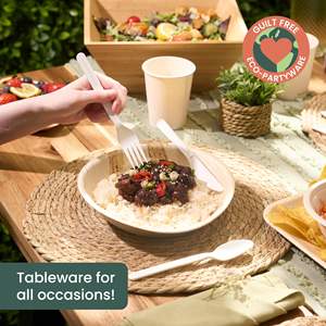 Fourchettes, couteaux et cuillères jetables sans plastique, robustes et résistantes, sans BPA, sans danger pour les aliments, écologiques, pour les fêtes et les mariages - Product Image 5
