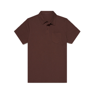 Polo de Manga Corta para Hombre, Color Marrón, con Bolsillo, Estilo Casual, Tela Oxford de Algodón, Corte Regular, Antiarrugas, Tejido Liso - Product Image 5