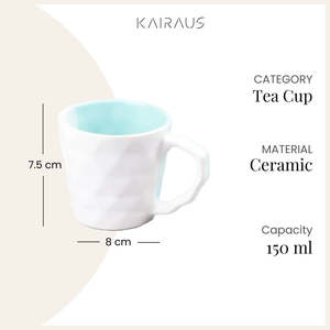 Juego de 2 Tazas de Té de Cerámica Azul Diamante y Blanco - Product Image 2