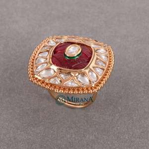 Srinidhi Resizable Bridal Polki Ring for Women-Romantic Fashion Inlay Jewelry - Product Image 4