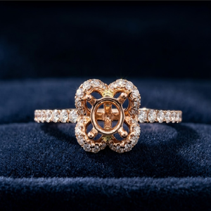 แหวนหมั้นแหวนเพชรแท้18K สีโรสโกลด์0.33cts ทรงครึ่งวงกลมสำหรับผู้หญิงจัดส่งจากฮ่องกง - Product Image 1