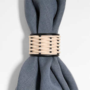 Anneau de serviette en rotin naturel tissé à la main, en forme de feuille, accessoire de table tissé pour la table à manger, mariage, décoration de la maison - Product Image 6