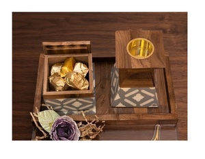 Juego de Porta Incienso Cuadrado de Madera de Sándalo con Caja de Almacenamiento, Compatible con Conos, Difusor de Aromaterapia de Escritorio para Decoración del Hogar - Product Image 1