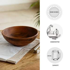 Bol de service en bois classique, bol décoratif pour la décoration intérieure, les centres de villégiature et les événements culturels, au prix d'exportation depuis l'Inde - Product Image 4