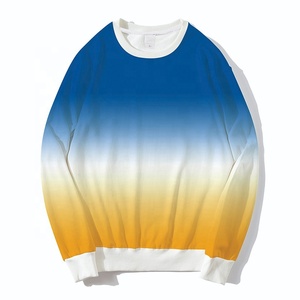 100% coton luxe qualité cravate teint deux tons unisexe personnalisé col rond longue ligne vêtements de sport tricoté léger hommes sweats - Product Image 3
