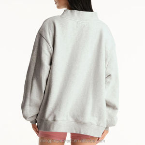 Sudadera de cuello alto para mujer con logo personalizado, de algodón suave, estilo urbano, bordada, de forro polar, oversize - Product Image 2