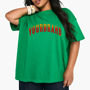 Custom Women's Fashionable Summer Regular Fit High Quality 100% Cotton Heavyweight O-Neck Short Sleeve T-<b>Shirts</b> Appliques - Product Image 5
