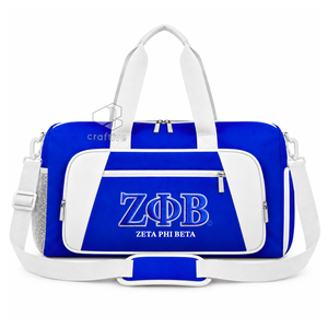 Zeta Phi Beta Sorority Women's Blue White Large Capacity Cordura Duffel <b>Bag</b> With Shoe Compartment Sports <b>Travel</b> <b>Weekender</b> <b>Bag</b> - Product Image 1