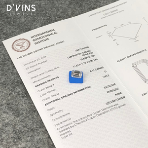 Diamante CVD Cultivado en Laboratorio, Corte Esmeralda, 4CT, Blanco, Suelto, para Joyería, D'vins Jewels - Product Image 3