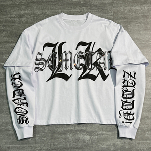 เสื้อถักผ้าฝ้ายพรีเมียม 100% ประดับคริสตัล สองชั้น แขนสั้น เป็นมิตรต่อสิ่งแวดล้อม ระบายอากาศได้ดี พิมพ์ลายตามสั่ง ดีไซน์เนอร์ ทรงปกติ - Product Image 1