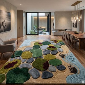 Creative <b>Stone</b> Pattern Handtufted Area Rug Plush Soft Carpet for Bedroom Living Room Modern Artistic Home Decor Indoor Floor Mat - Product Image 6