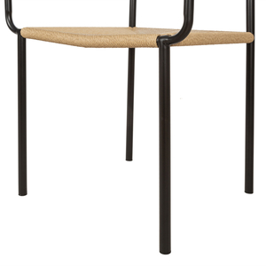 Chaise de salle à manger scandinave en bois légère capitonnée avec assise en rotin et dossier moderne, mobilier pour entrée d'appartement et maison - Product Image 6