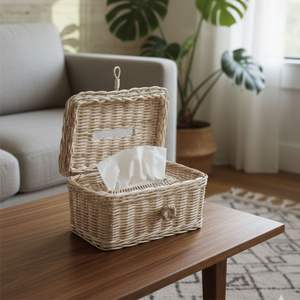 Boîte à mouchoirs en rotin artisanal - Product Image 4