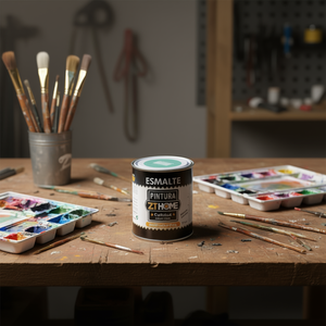 Peinture acrylique satinée noire en pot - Product Image 2