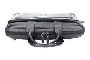 Maletín de Cuero Genuino para Hombre, Cierre de Cremallera Clásico, Bolsa de Negocios Duradera, Texturizada, Negra, Suave - Product Image 2