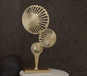 L 33 x B 10.2 x H 61 cm Modern Gold Plated Geometric Sculpture Abstract Artistic Tabletop Decor Handmade Living Room Decor - Product Image 4