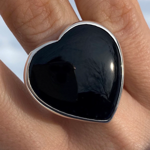 Anillo de Ónix Negro en Forma de Corazón Natural, Plata de Ley 925, Anillo de Compromiso con Piedra Preciosa Natural, Joyería de Lujo, Regalo - Product Image 2