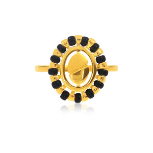 Designer Gold Plated Black Beaded Circular <b>Adjustable</b> <b>Ring</b> for Women Protective Fashion Finger <b>Ring</b> - Product Image 3