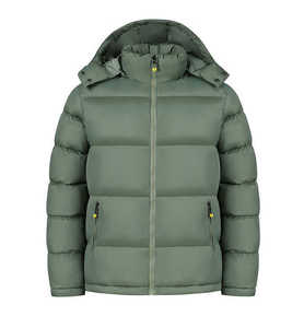 Veste matelassée d'hiver pour homme en toile, col montant, couleur unie, coupe-vent, fermeture éclair, décontractée, coupe standard, polyester/coton - Product Image 3