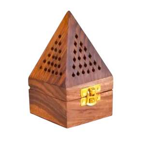 Soporte de incienso de madera con forma de pirámide y recogedor de cenizas, precio mayorista, de la tienda de arte en madera. - Product Image 6