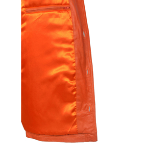 Custom 100% Genuine Fight Club Style Soft <b>Leather</b> <b>Jacket</b> Men's Orange <b>Leather</b> Reefer Coat <b>Blazer</b> Custom <b>Leather</b> Manufacturer - Product Image 4