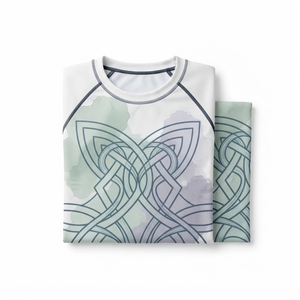 Camiseta de Manga Larga Unisex con Diseño de Nudo Celta, Impresión por Transferencia de Calor, Protección Anti-UV UPF50+, Transpirable, de Secado Rápido, Blanca - Product Image 4