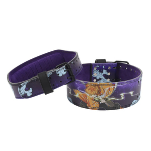 Adjustable Purple Weight Lifting Belt With Anime Design Artificial Leather <b>Waist</b> Support For Strength Training Unisex Buckle - Product Image 1