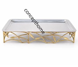 Bandeja para Servir Dulces Árabes, Hecha a Mano, Elegante y Sostenible, con Acabado Dorado y Plateado, de Metal, con Asas, de Grado Comercial, en Oferta - Product Image 1