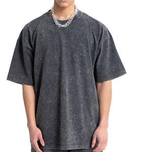 Boxy Fit Acid Wash Vintage Distress O Neck Round T-Shirts For Men Custom Cumbre Sports Made Drop Shoulder Outdoor Washed T Shirt - Product Image 2