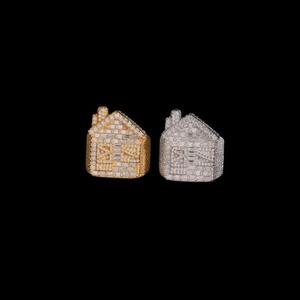 925 Sterling Silver House Shape Moissanite <b>Ring</b> <b>Iced</b> Pass Diamond Tester Prong Set Unisex Hip Hop Wedding Gift - Product Image 2