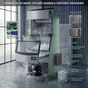 Máquina de Hielo en Cubos Eléctrica KEI FU - ICE350/ICE450/ICE500/ICE700/ICE1000, Capacidad de 105 kg, Uso Doméstico y Comercial - Product Image 3