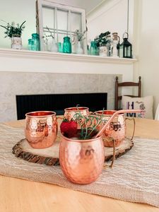 Hammered copper mug <b>set</b> artisan reusable <b>beverage</b> drink cups premium cocktail mugs copperware <b>serving</b> collection - Product Image 6