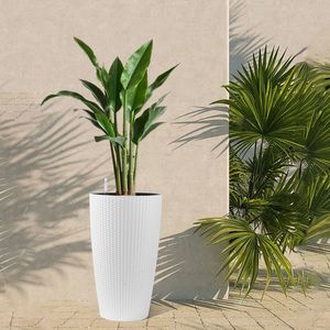 Juego de 2 Macetas Altas de Imitación de Ratán para Interiores y Exteriores, con Monitor de Nivel de Agua y Sistema de Riego Automático - Product Image 2