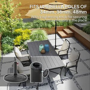 Base per Ombrellone da Esterno in Resina da 26 Libbre, Supporto Durevole per Pali di Ombrelloni da 1.3'/1.5'/1.9' per Ombrelloni da Patio - Product Image 4