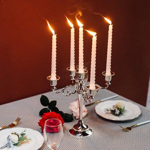 Candelabro de Cinco Brazos Warm Presence, Portavelas de Metal Plateado de 10.6 Pulgadas, Decoración Duradera para el Hogar, Uso en Bodas - Product Image 4