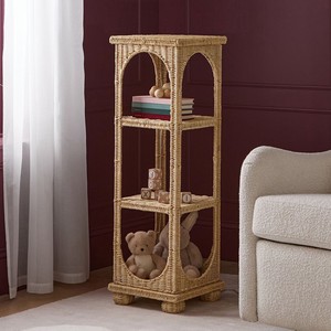 Estante de Esquina para Niños Hecho a Mano con Ratán Natural, Estante de Almacenamiento Tejido, Muebles Decorativos para Cuarto de Niños, Perfecto para la Decoración de Dormitorios y Salas de Juego - Product Image 1