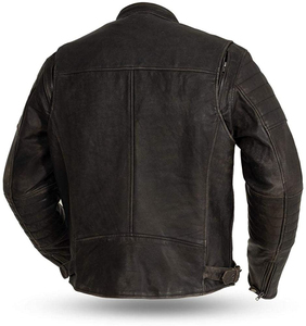 CLASSIC INVENTORS Veste de moto d'hiver pour homme en cuir véritable noir, imperméable, respirante, coupe-vent, col montant, manches régulières - Product Image 2