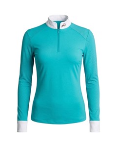 Camiseta de malla de manga larga para equitación femenina, capa base, con logo personalizado OEM - Product Image 1