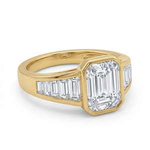 Lab Created Diamond Engagement Ring Emerald Cut 10K Solid Gold IGI Certified Women Wedding Custom Design Anniversary Gift - Product Image 1