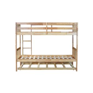 Letto a Castello Convertibile in Legno di Gomma con Letto Estraibile, per 2 Letti Singoli, Scala di Sicurezza Inclusa - Product Image 6