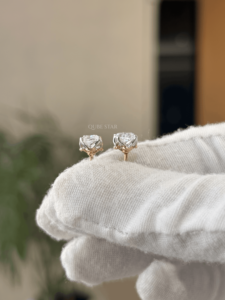 Boucles d'oreilles en or rose 14 carats avec diamants de laboratoire en forme de flocon de neige, accents marquise VVS VS EF, bijoux fins en gros, 1,175 carats - Product Image 2