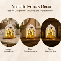Arche lumineuse LED dorée à piles avec découpes étoiles creuses pour décoration murale ou de table de Ramadan